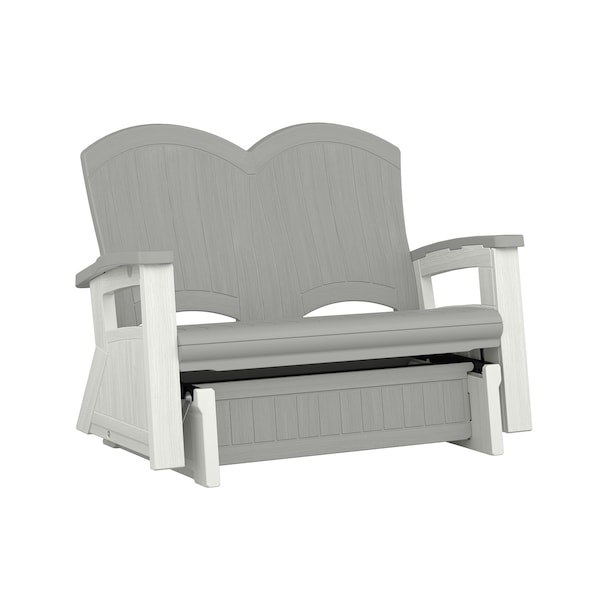 Suncast Elements Adirondack Glider with Storage and Two-Tone Dove Gray and Ice Cube collection BMGL1020 - main